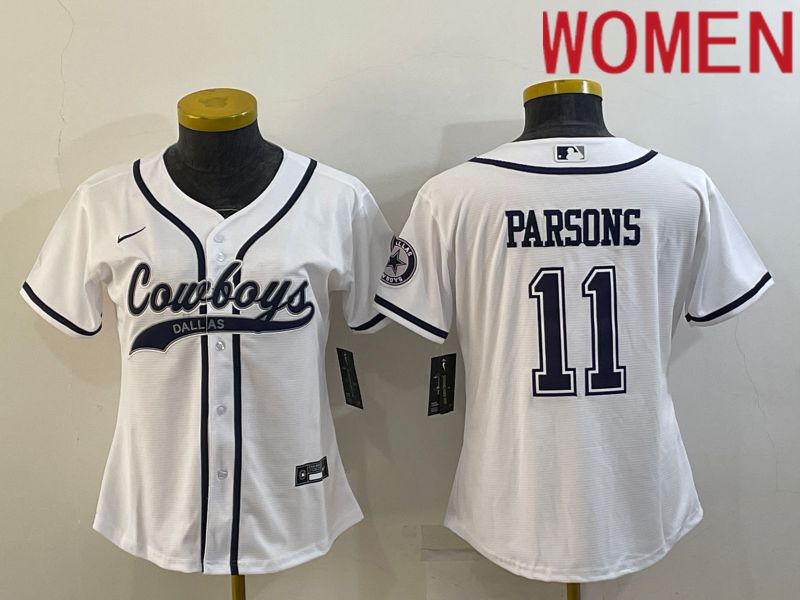 Women Dallas Cowboys 11 Parsons White 2022 Nike Co branded NFL Jerseys